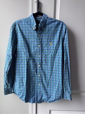 Ralph Lauren Blue and Green Plaid Button-Down Shirt
